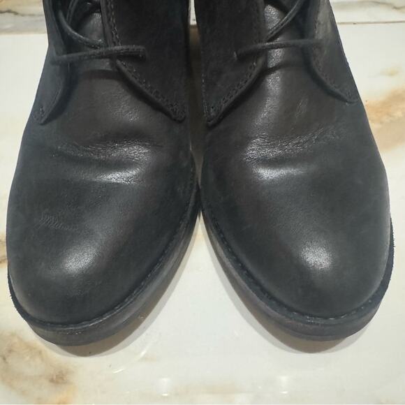 Ugg Women’s Black Leather Oriana Lace Up Side Zip Block Heel Boots Size 9 - Picture 5 of 13